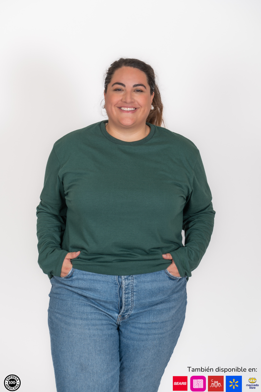 Playera Manga Larga Cuello Redondo Para Mujer Plus Size