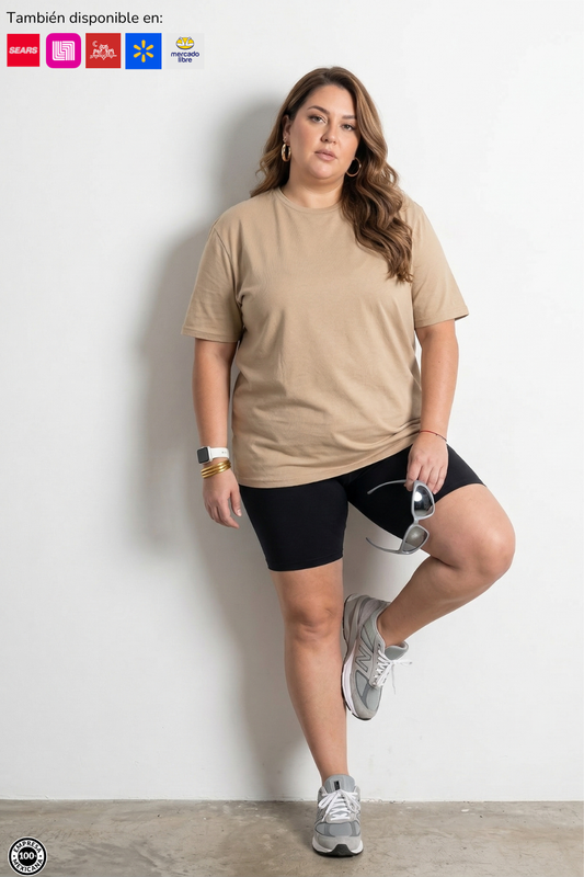 Playera Manga Corta Cuello Redondo Para Mujer Plus Size