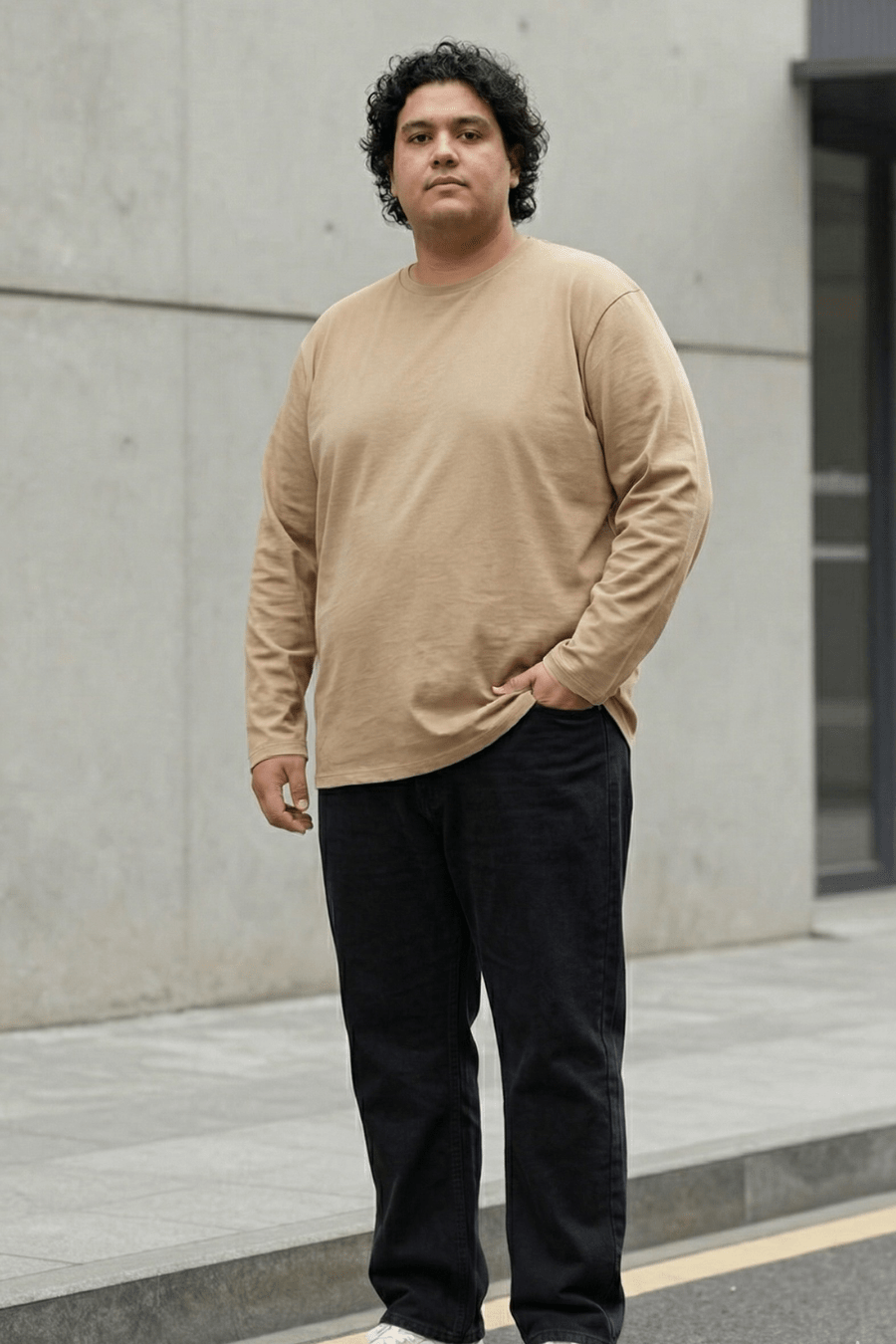 Playera Básica Cuello Redondo Manga Larga Para Hombre - Love My Fit
