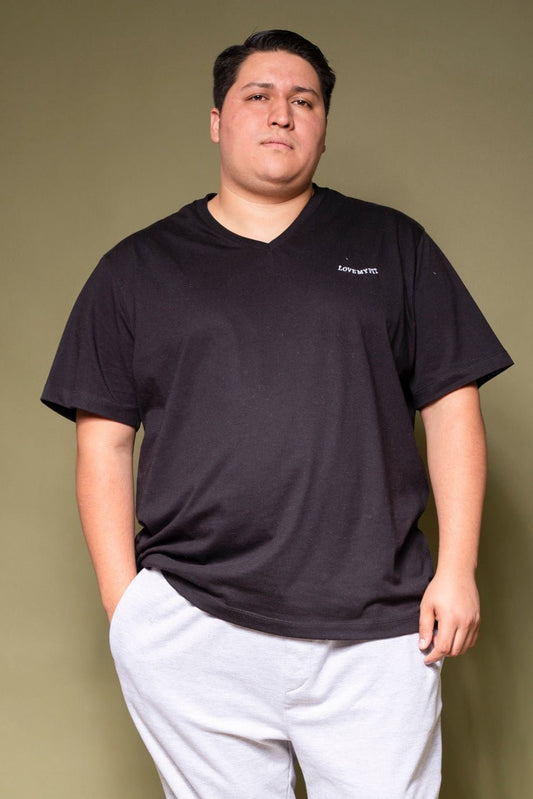 Playera Básica Cuello V Para Hombre Plus Size - Love My Fit