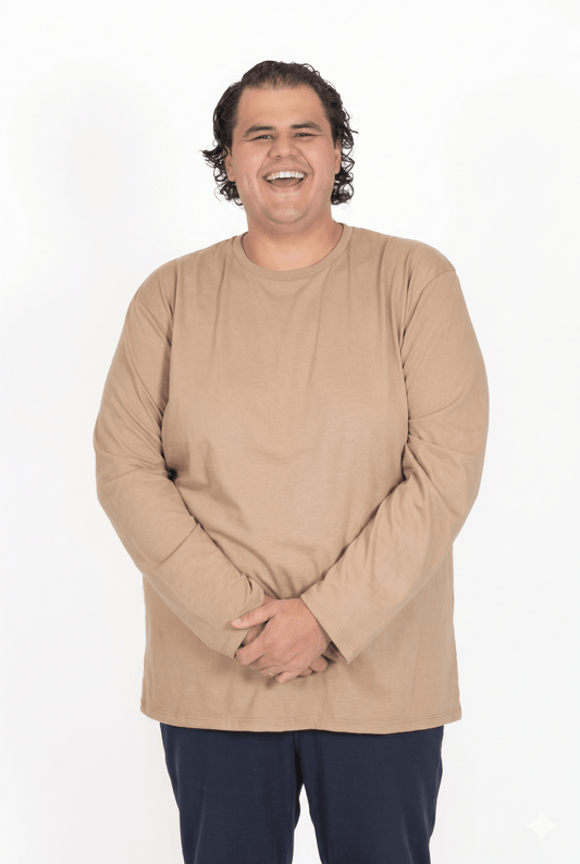 Playera Manga Larga Cuello Redondo Para Hombre Plus Size - Love My Fit