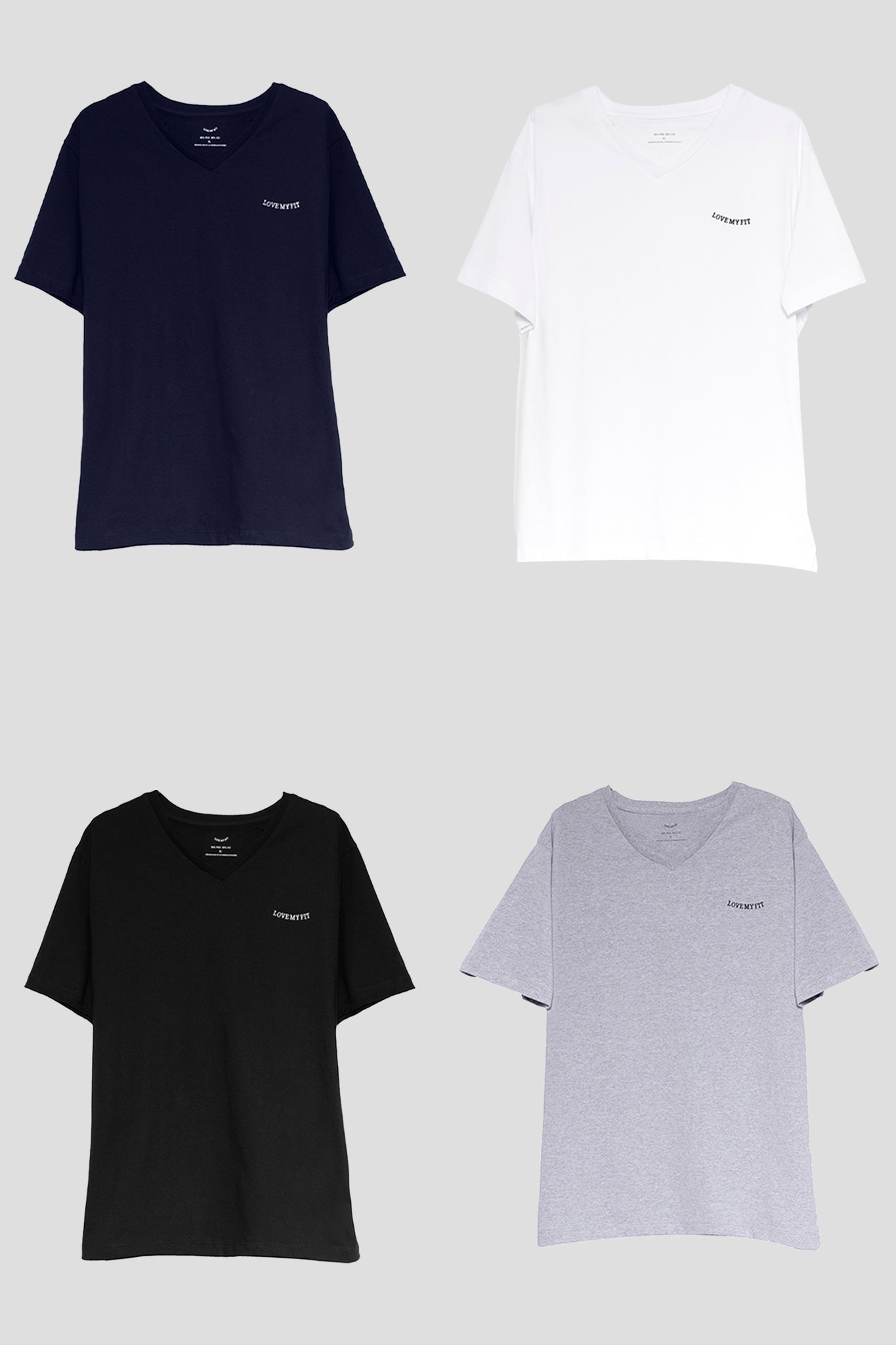Kit De 4 Playeras Manga Corta Cuello V Para Hombre - Love My Fit